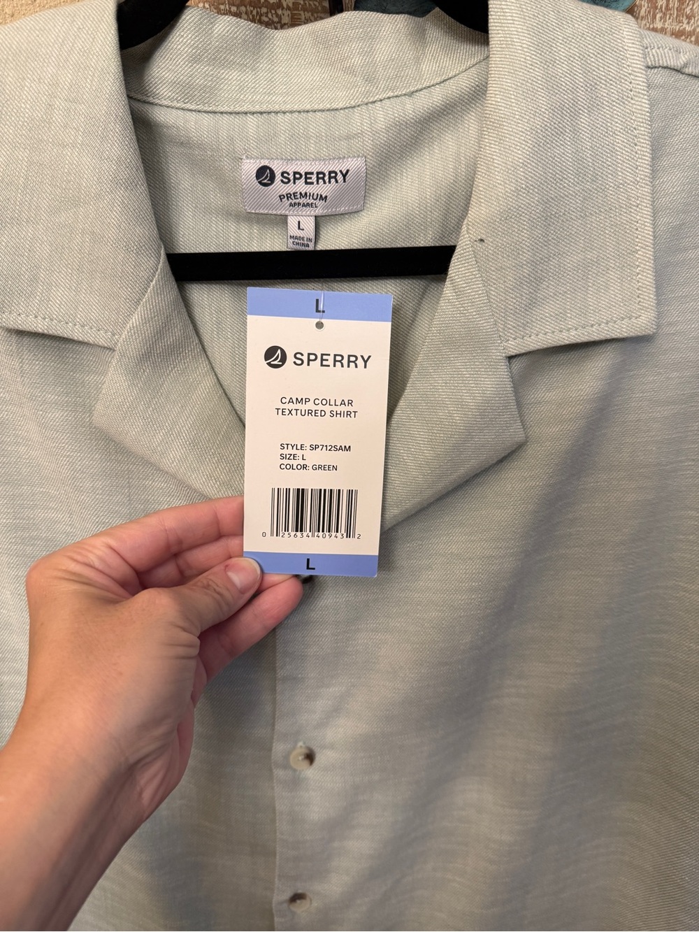 Sperry Green Short Sleeve Button Down Camp Collar Shirt Mens L NWT - Picture 5 of 8